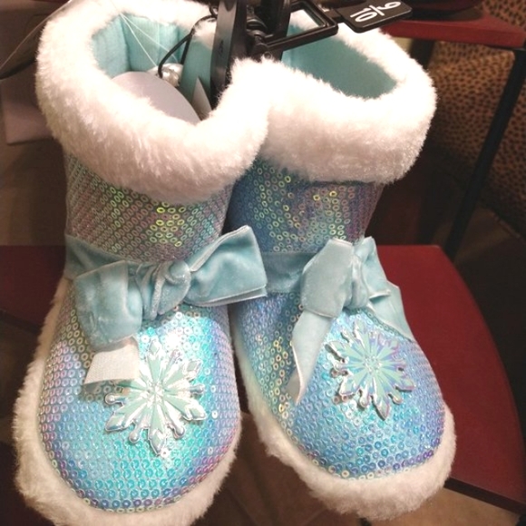 Disney- NWT Frozen Light Blue Girls Boot Slippers- Size 9/10 - Picture 4 of 9